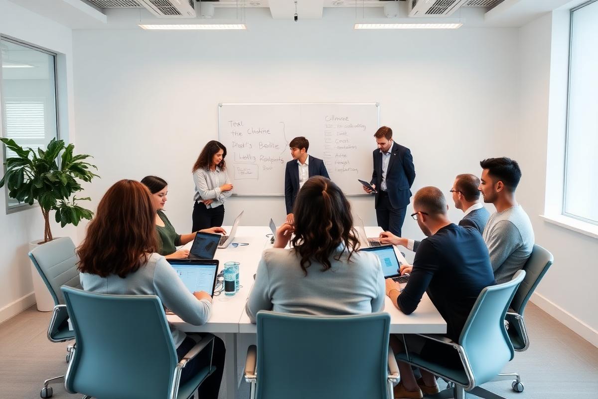 Corporate team in a customised training workshop